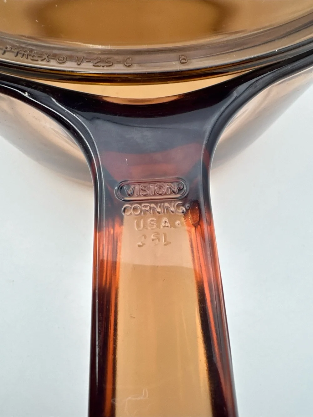 Corning Ware Visions Amber Glass Pyrex Cookware 2.5L Sauce Pan Pot w/ Pyrex Lid